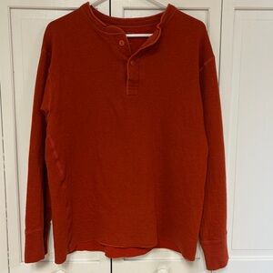 LL Bean River Driver’s Shirt Henley Rust Orange Large Canada Made Size LARGE